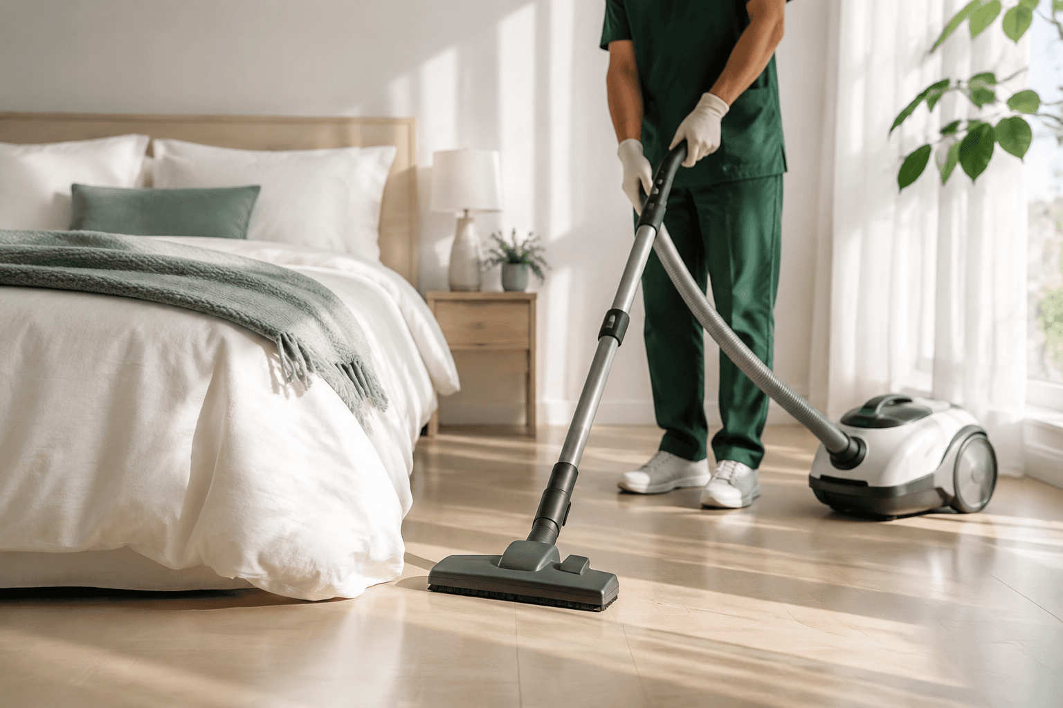 Thorough bedroom vacuuming during allergy season